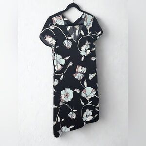 Asymmetrical Black Floral Dress
